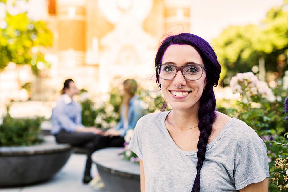 Student on an academic campus
